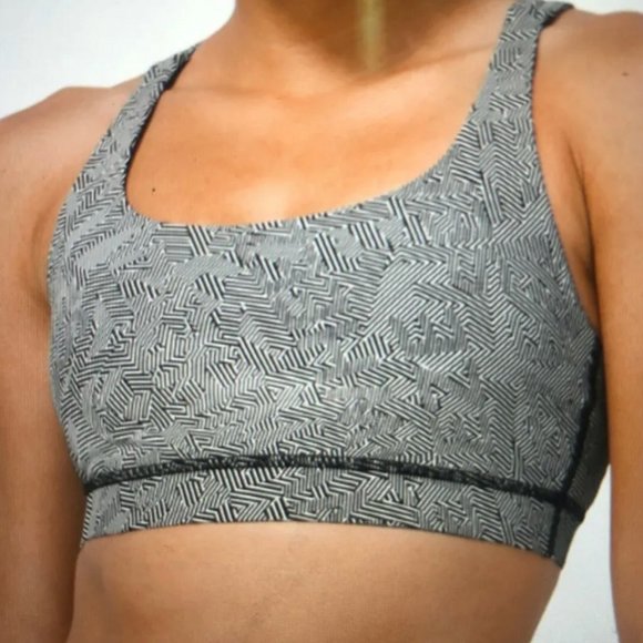 Lululemon Energy Bra SeaWheeze Illusionary White Black Size 4 - Picture 3 of 6